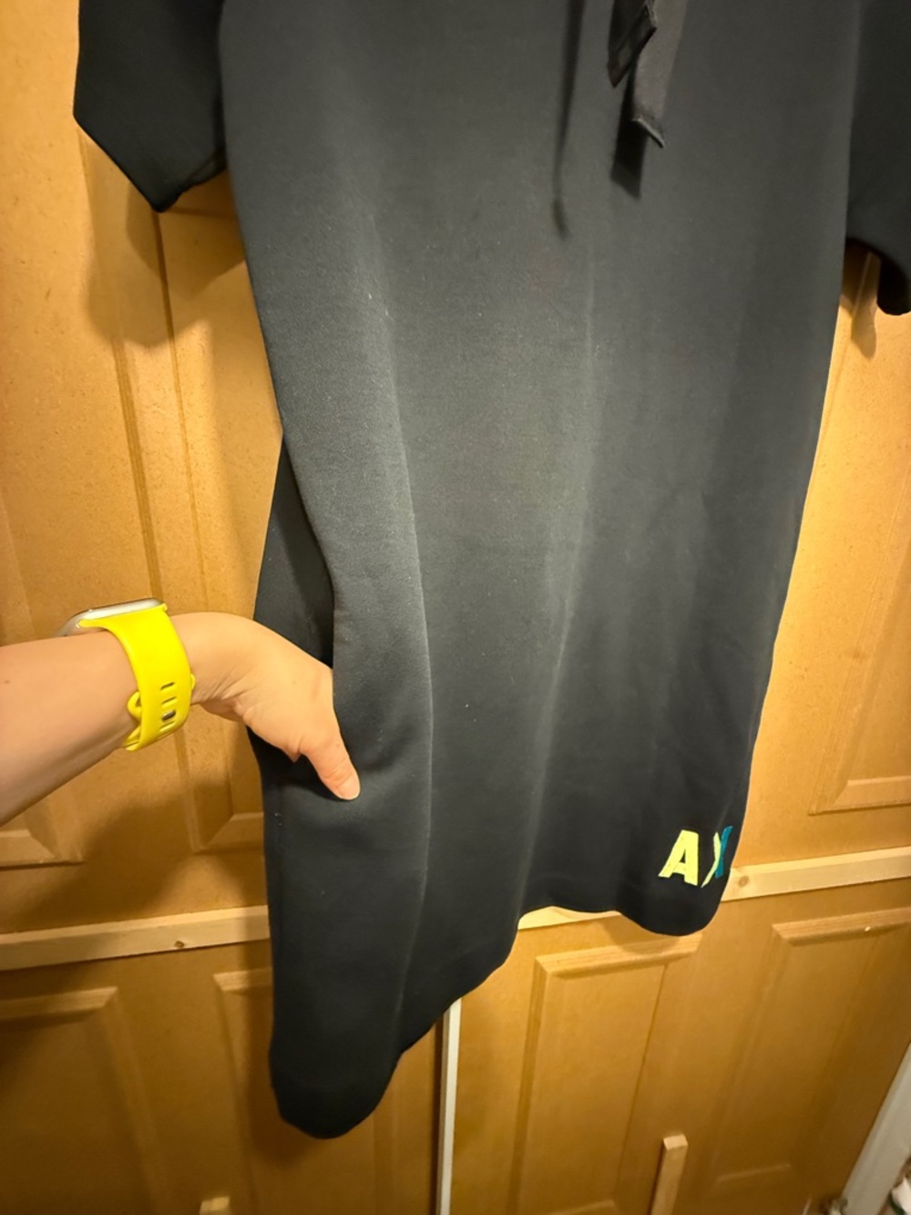 A|X Armani Exchange Black Hooded Dress Sporty Chic Fitted Casual Streetwear M - Picture 6 of 6